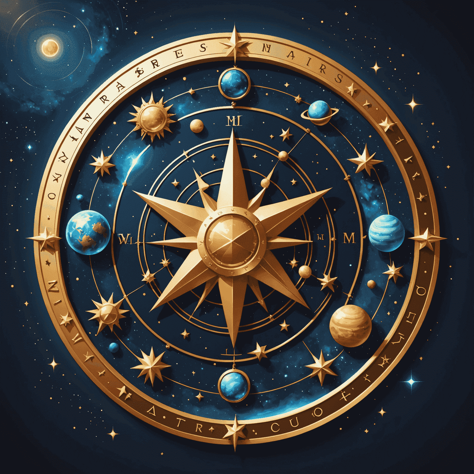 Logo Astrology Personal Service - štylizovaný horoskop s hviezdami a planétami