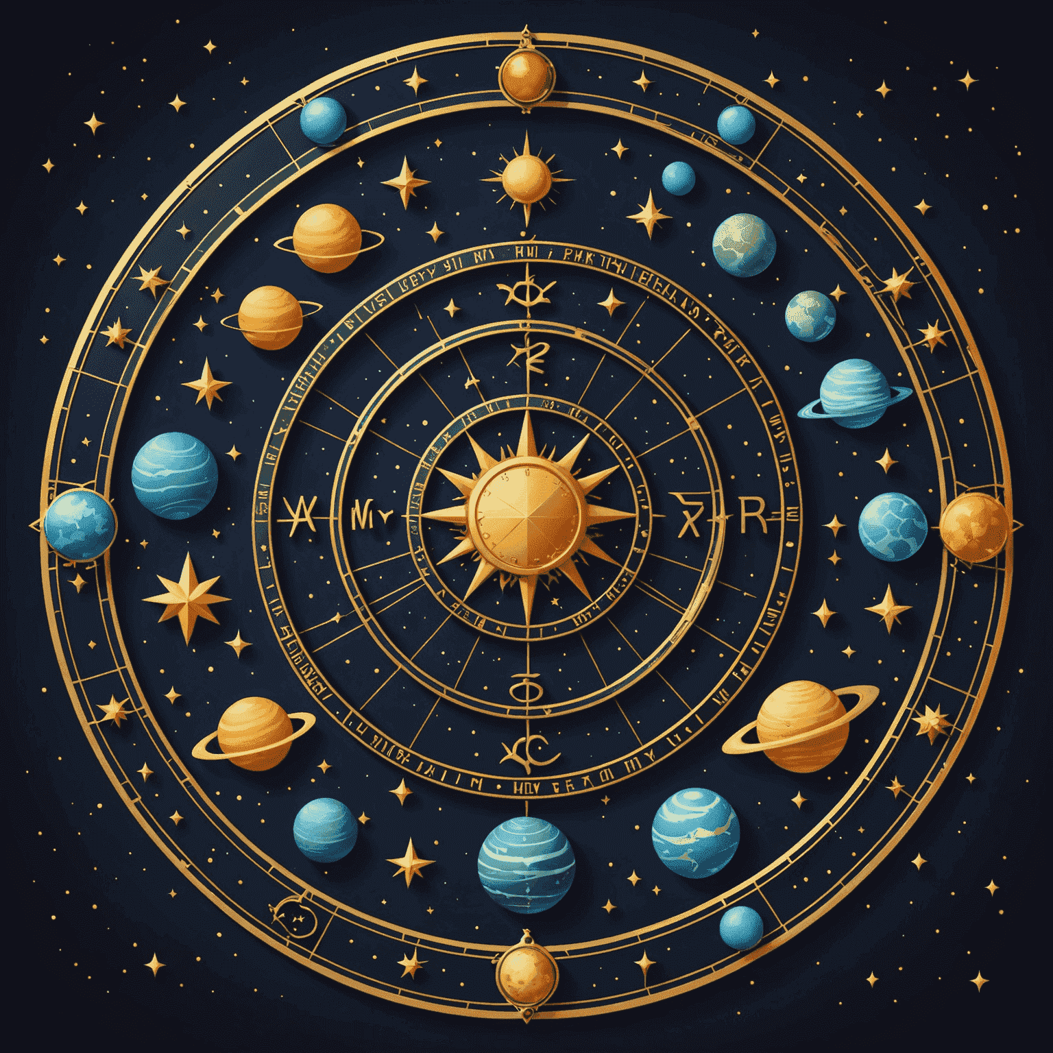 Logo Astrology Personal Service - štylizovaný horoskop s hviezdami a planétami