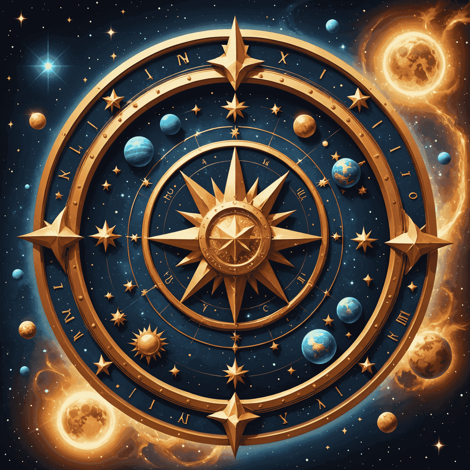 Logo Astrology Personal Service - štylizovaný horoskop s hviezdami a planétami