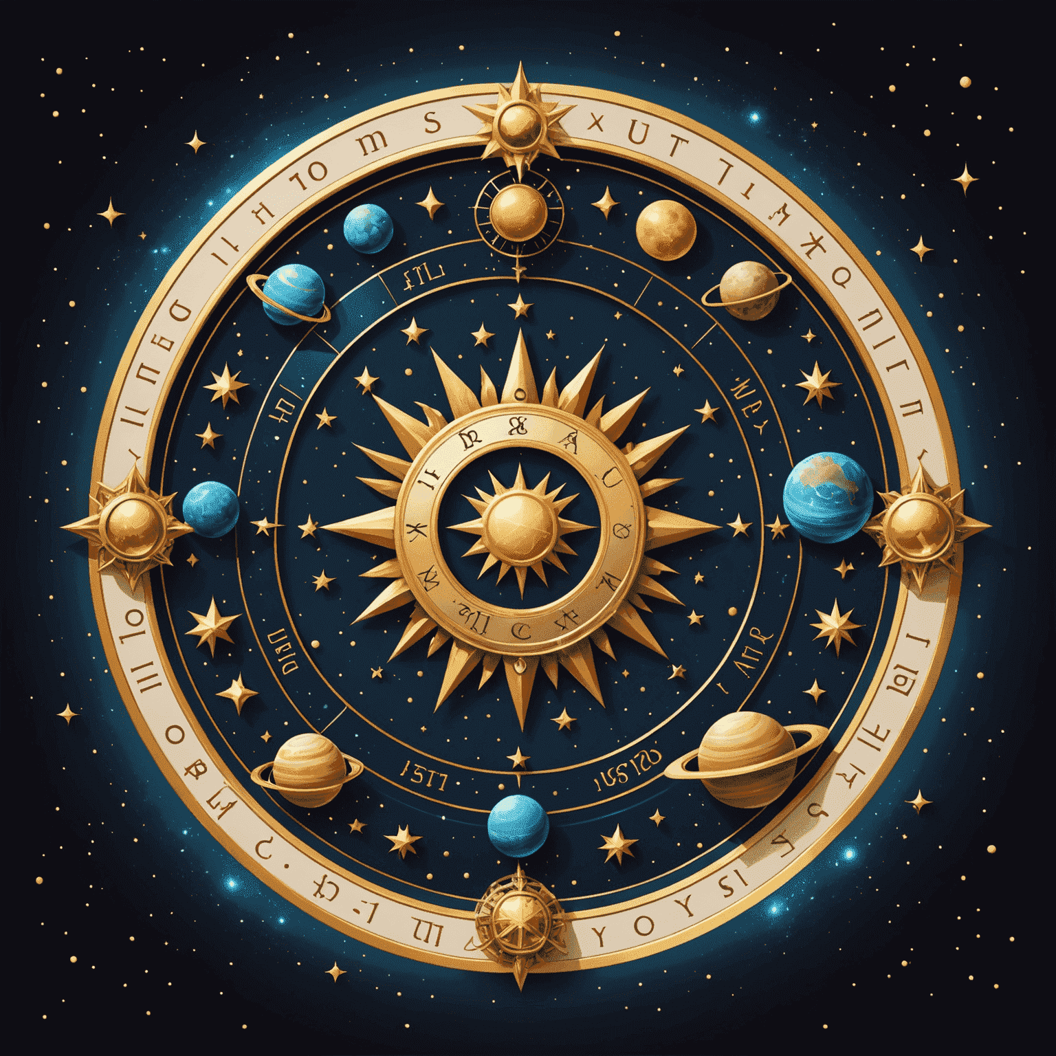 Logo Astrology Personal Service - štylizovaný horoskop s hviezdami a planétami