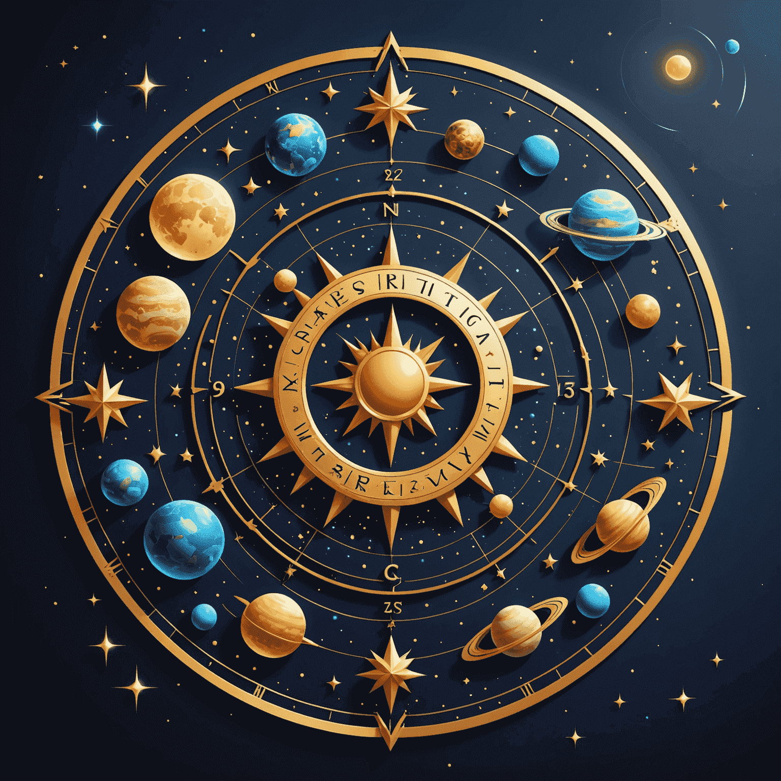 Logo Astrology Personal Service - štylizovaný horoskop s hviezdami a planétami