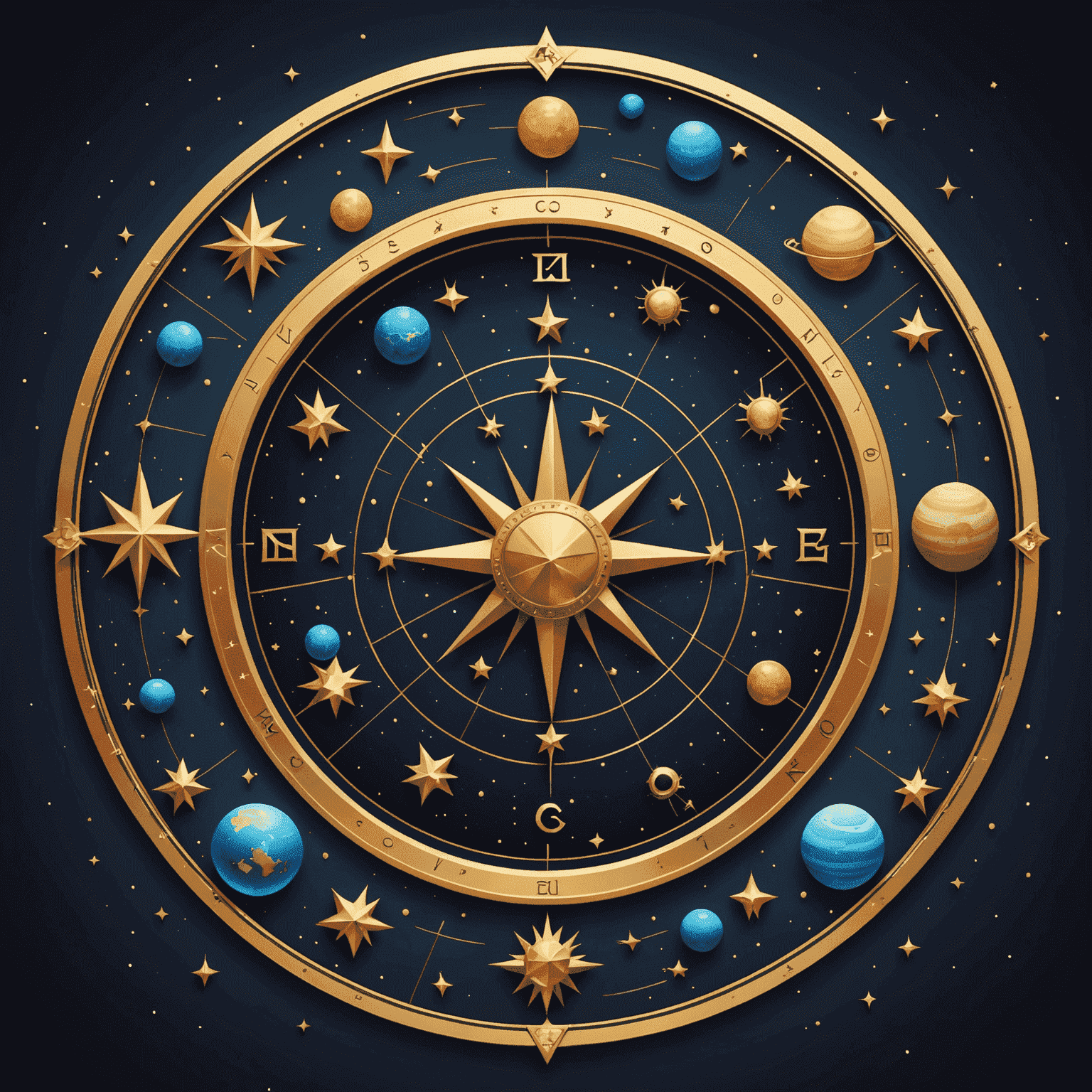 Logo Astrology Personal Service - štylizovaný horoskop s hviezdami a planétami