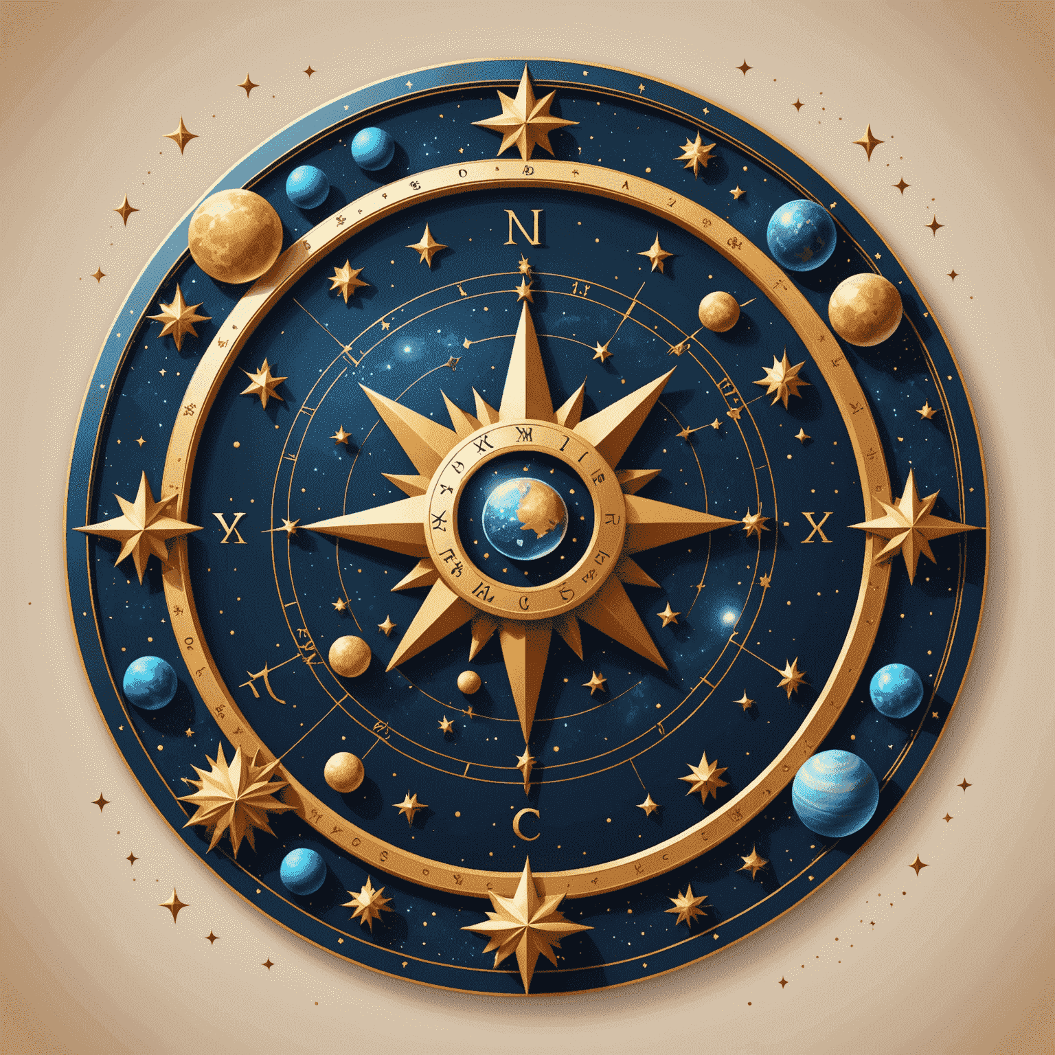 Logo Astrology Personal Service - štylizovaný horoskop s hviezdami a planétami