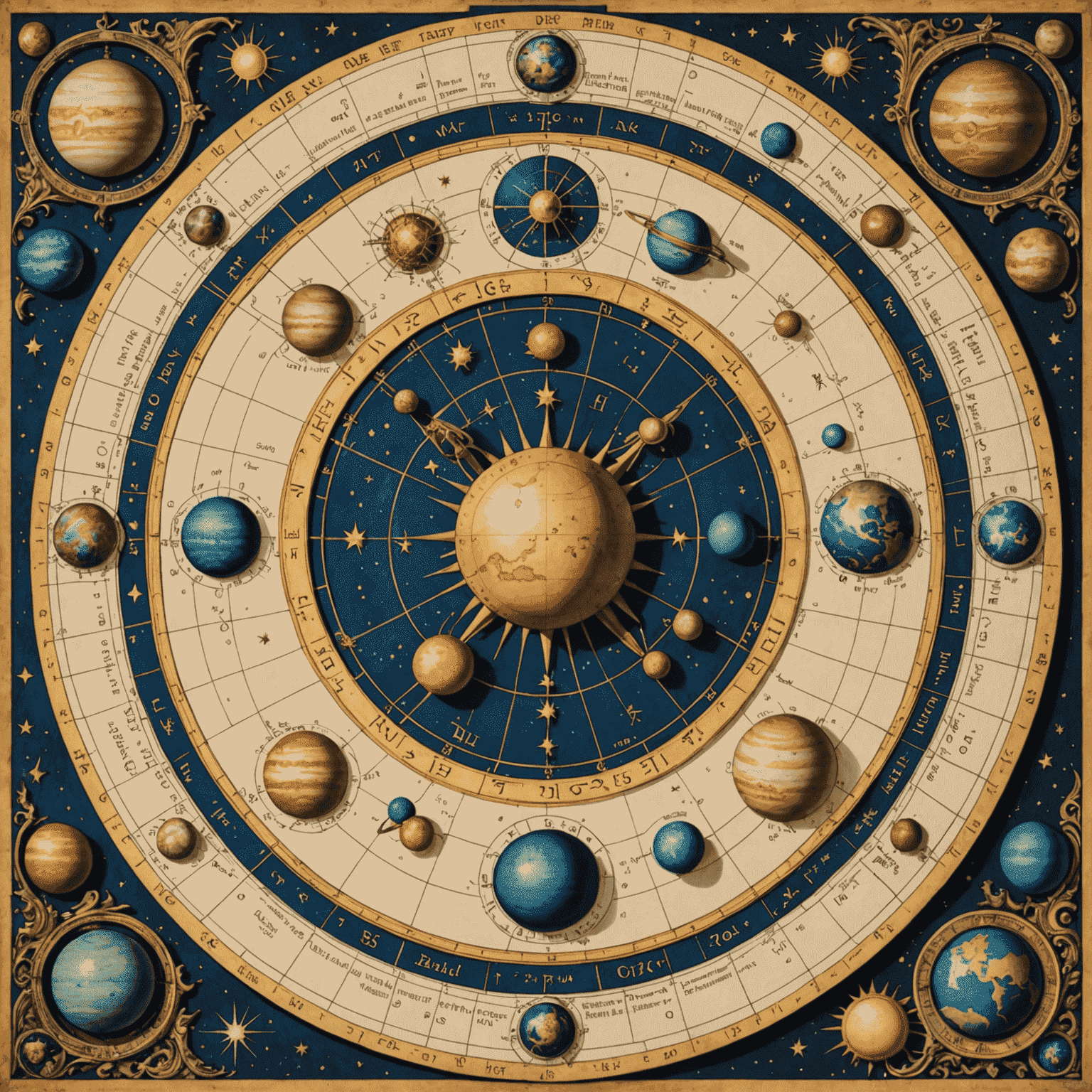 Detailná astrologická mapa s planétami, domami a aspektmi, reprezentujúca osobný horoskop