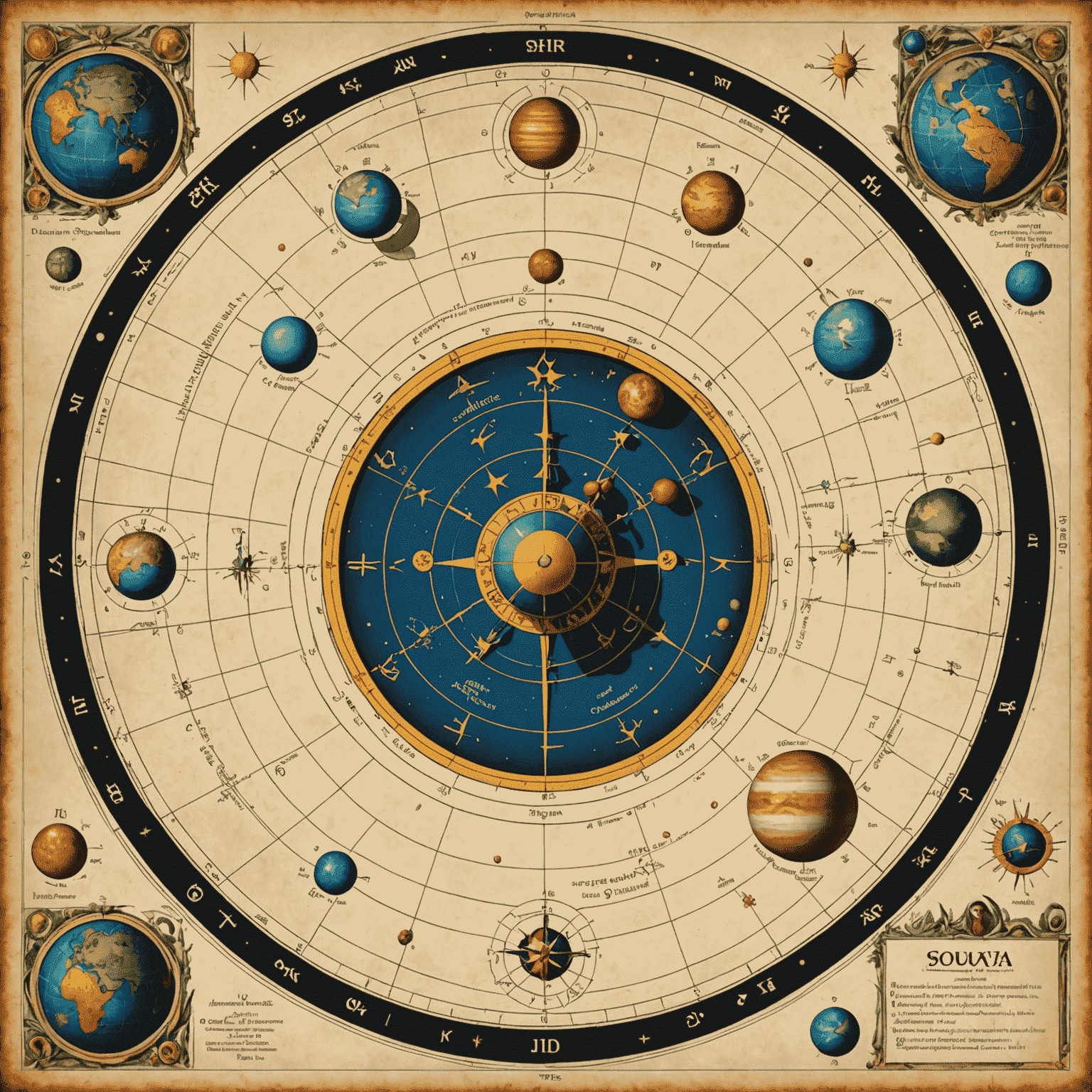 Grafické znázornenie postavenia planét vo vzťahu k mape Slovenska, s vyznačenými astrologickými symbolmi